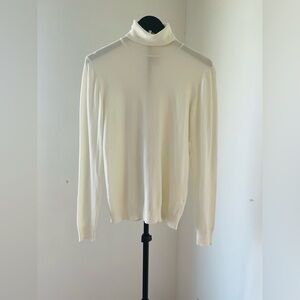 Pull&Bear Men's White Turtleneck Sweater Size S Fine Knit Pullover